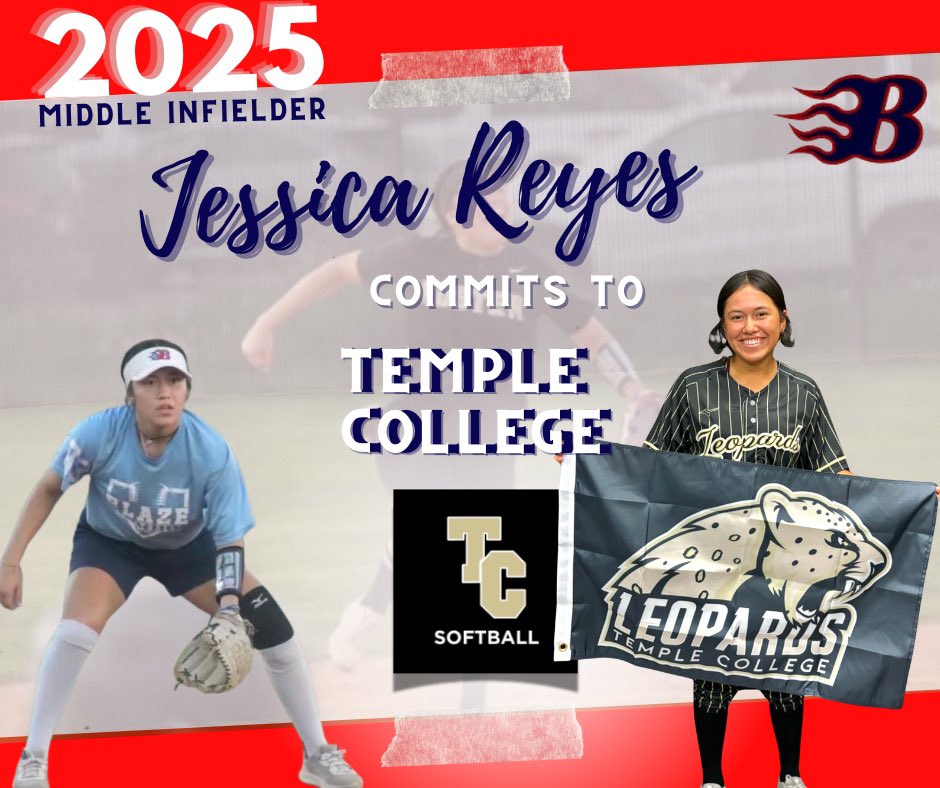 🚨COMMITMENT ALERT🚨
Shout out to 2025 Jessica Reyes from Texas Blaze 18U Gold KTX for committing to Temple College! We’re so incredibly proud of you! Way to go! 
#BlazeOn #bCommitted <a href="/SoftballTemple/">Temple College Softball</a> <a href="/18UBlazeGoldKtx/">18U Blaze KTX</a>