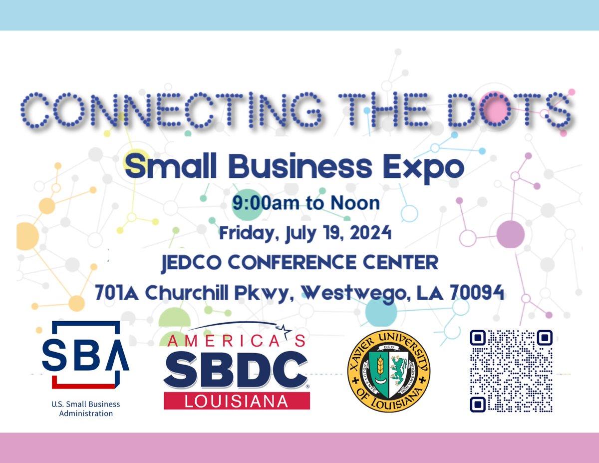 Join us at Connecting the Dots: Small Business Expo! 
Get ready for a morning of valuable business connections and networking opportunities with procurement agencies and network partners. Register Here: www2.lsbdc.org/reg.aspx?mode=…