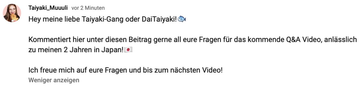 Hey Leute, ich nehme die Tage ENDLICH mal das 2 Jahre Japan Q&amp;A Video auf! Falls sich neue Fragen ergeben haben, schreibt sie mir gerne noch unter den YouTube Community Post oder hier in die Kommentare.🇯🇵 (Gomen, ich bin einfach noch nicht dazu gekommen..🥺) #youtube #japan