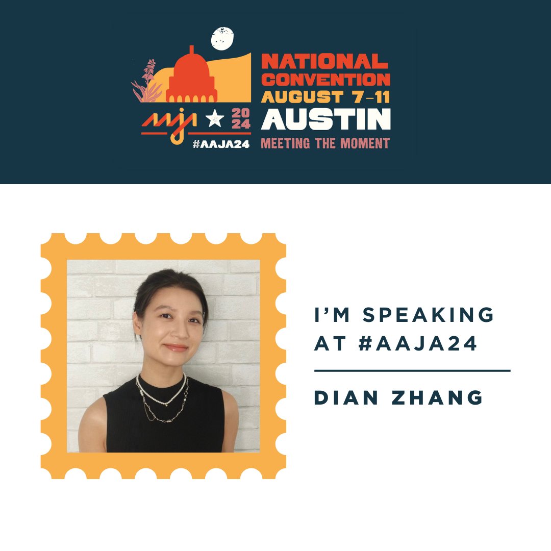 Dian Zhang (@dian_zhang_) on Twitter photo I’ll be speaking at <a href="/aaja/">Asian American Journalists Association est. 1981</a>’s #AAJA24 convention in Austin, Texas! If you’re attending, connect with me on the #AAJA24 app and please say hello - or if you haven't yet, register at aaja24.org/registration today. I’ll be speaking at <a href="/aaja/">Asian American Journalists Association est. 1981</a>’s #AAJA24 convention in Austin, Texas! If you’re attending, connect with me on the #AAJA24 app and please say hello - or if you haven't yet, register at aaja24.org/registration today.