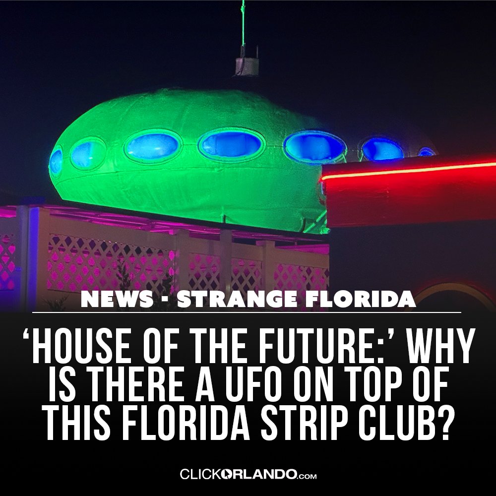 news6wkmg's tweet photo. What in the world is a UFO doing on top of this Florida strip club?👽🛸 Find out ➡ https://t.co/wjdYKFrVT4 https://t.co/b6kAGQZ7Mh