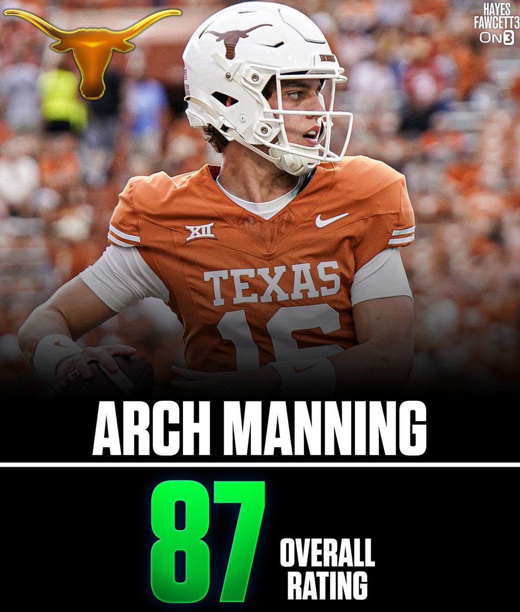 Texas Backup QB Arch Manning comes in at an 87 Overall in EA CFB 25 ...