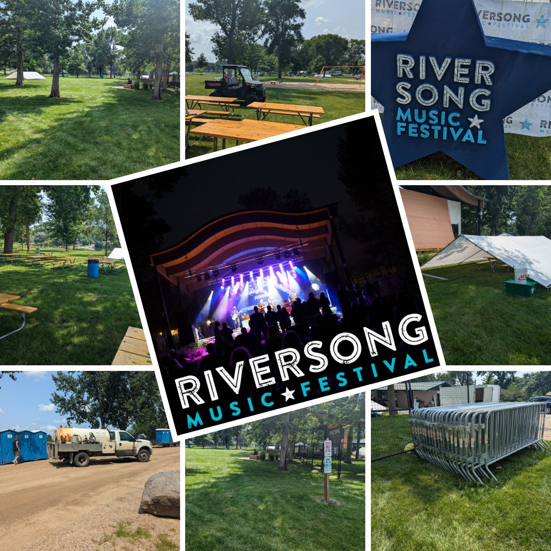 RiverSongFest's tweet photo. There's a flurry of activity right now setting up for the festival! If you're getting ready for #RiverSong24 too, remember to bring your ID, chairs, sunscreen, and empty water bottle. We'll bring the fun! https://t.co/ZO5FRVzuzv