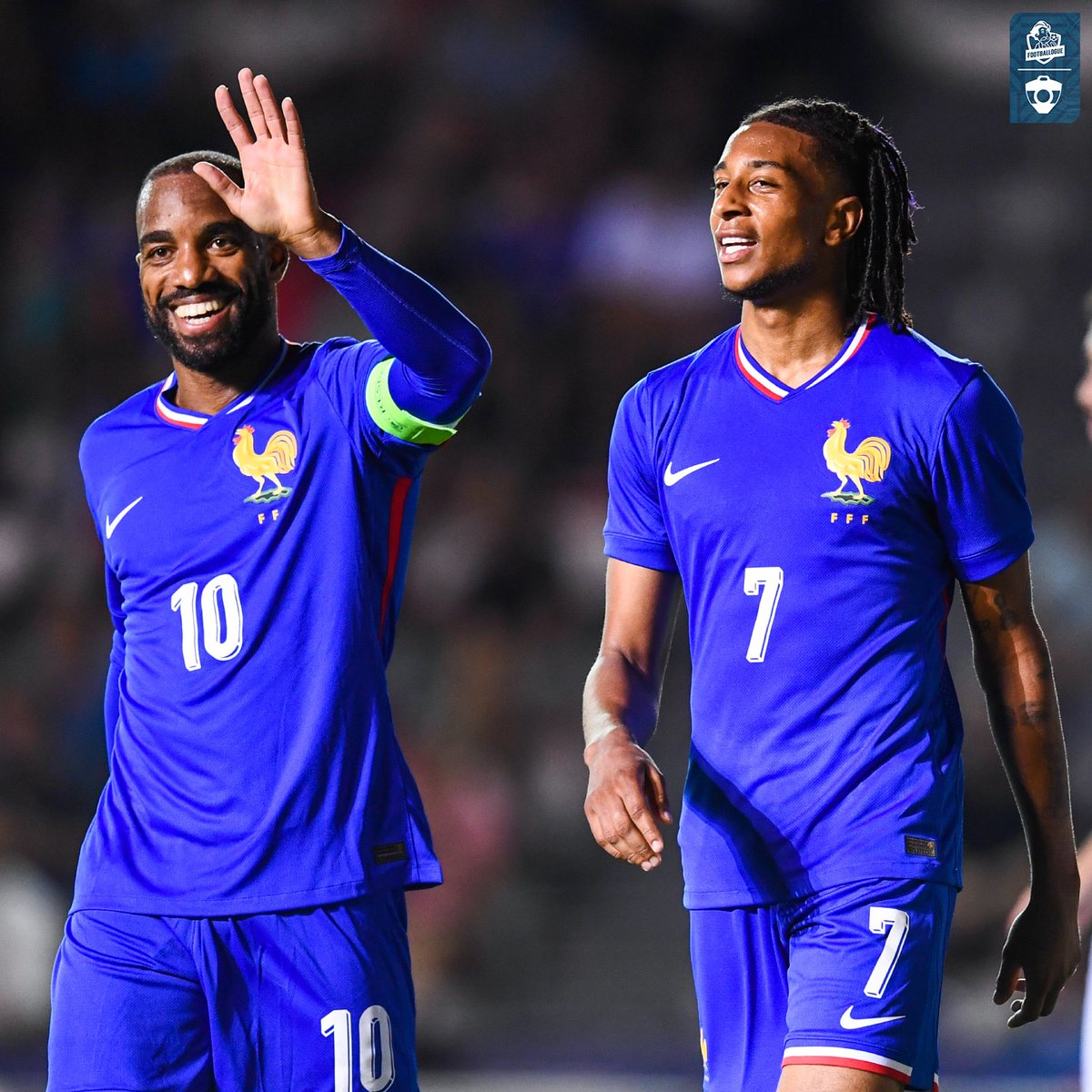 Footballogue's tweet photo. Qu'elle est hypante et plaisante à regarder cette Équipe de France Olympique ! 🤩🤩🇫🇷

⚽️⚽️ Lacazette
⚽️⚽️ Olise
⚽️ Millot
⚽️ Akliouche
⚽️ Cherki

Victoire 7-0 contre la République Dominicaine. 💥 https://t.co/mrvEISDhNO