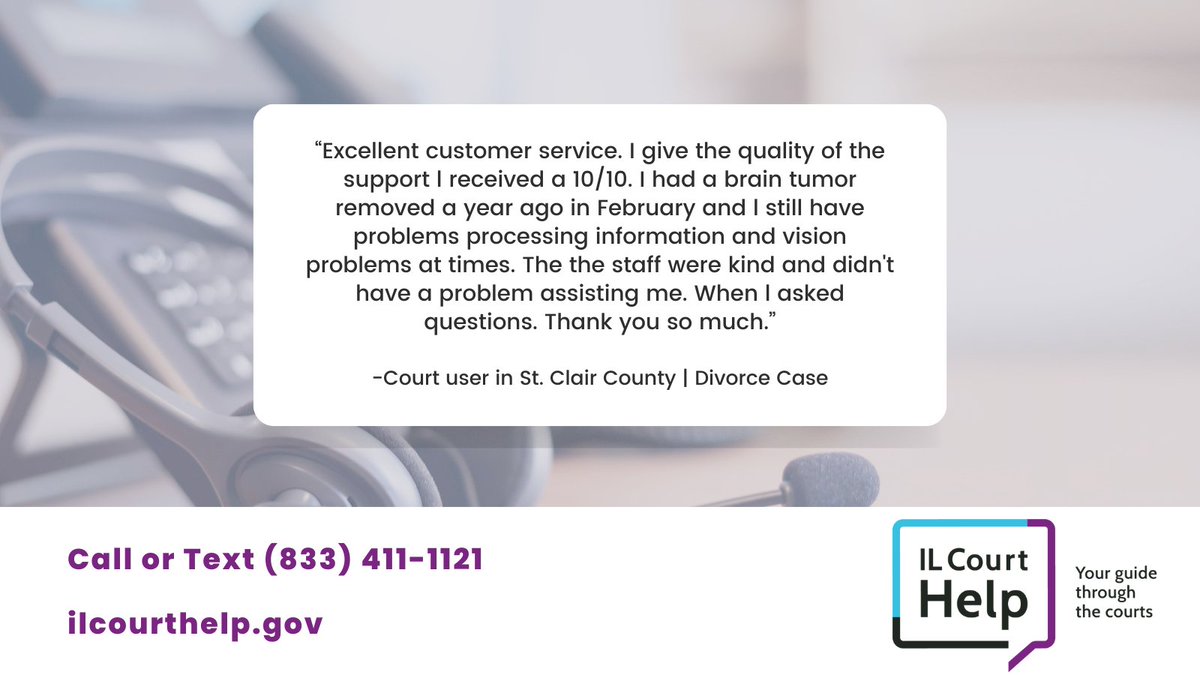 illinoiscourts's tweet photo. Illinois Court Help is a free service that connects people to the information and resources they need to go to court. Read on to see how #ILCourtHelp has guided more than 40,000 people through the court system. https://t.co/ufqXsELQeE https://t.co/cJrUDxp1WK