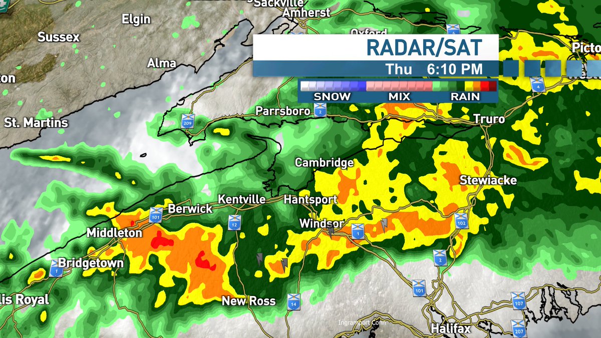 tsimpkin's tweet image. Stormy weather especially in Kings and Hants county. ECCC has issued a severe thunderstorm warning for both. Heavy rain and lightning is expected underneath these storms. A severe thunderstorm watch remains in effect as well as a rainfall warning. Be safe #nsstorm