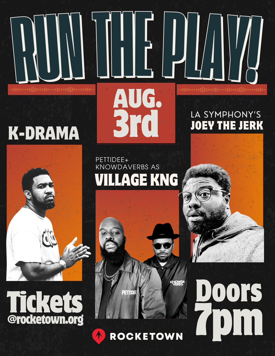 Doing a show in Nashville with <a href="/Pettidee/">PETTIDEE</a> <a href="/iKnowVerbs/">(KNOWDA) VERBS</a> &amp; <a href="/iamjoeythejerk/">Joey The Jerk</a> 8/3 at Rocketown! Gonna be a night to remember. Tickets now available👇🏽
rocketown.org/events/run-the…
