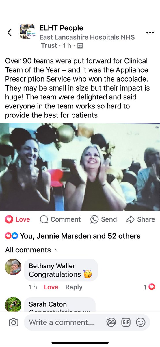 Wendy Lyons (@woohomebird) on Twitter photo Bloody brilliant! 
Tonight we won ELHT Clinical Team of the Year at the Star Awards. So fantastic for our team to be recognised for the work we do. I’m proud to lead this team!
Appliance Prescription Service you deserve this! Bloody brilliant! 
Tonight we won ELHT Clinical Team of the Year at the Star Awards. So fantastic for our team to be recognised for the work we do. I’m proud to lead this team!
Appliance Prescription Service you deserve this!