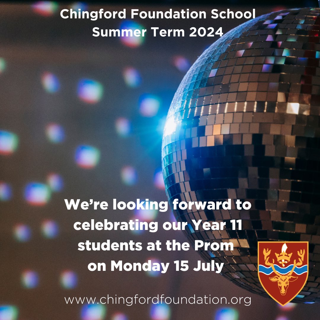 We are really looking forward to the opportunity to celebrate our Year 11 #ChingfordFoundationSchool students at the Prom on Monday 15 July! 

We look forward to seeing you there!

#FoundationForLife #ChingfordAcademiesTrust