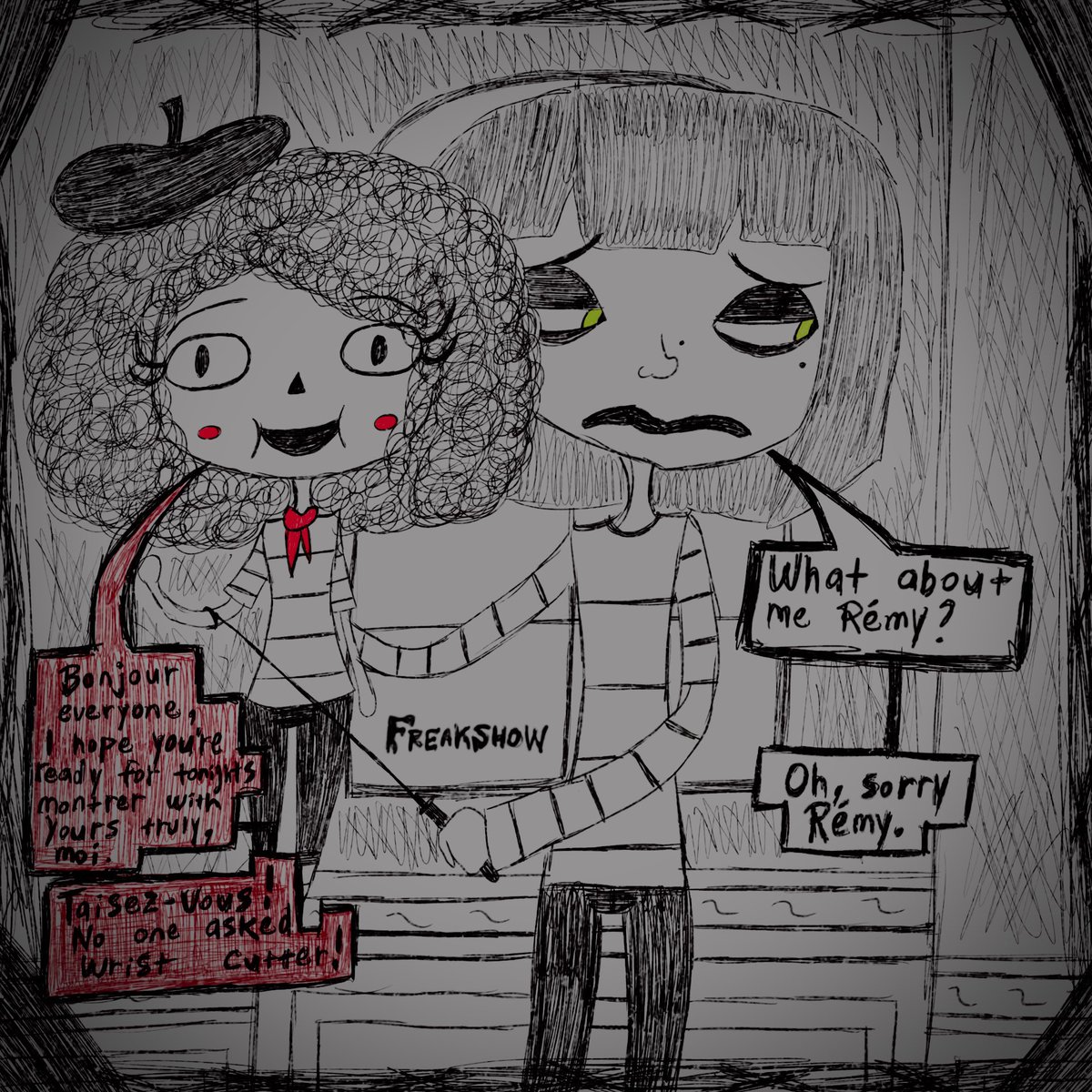 SenoritaVixy's tweet photo. Is It An Act or Not?
#horror #slasherhorror #horrorartist #originalcharacter #originalcharacters #horrorart #originalcharacterart #ocart #CartoonArt #slasher #character #characterart #ArtistOnTwitter #ibispaint #HorrorCommunity #digitaldrawing #dolls #scarydoll https://t.co/zjX9Jjj8kV