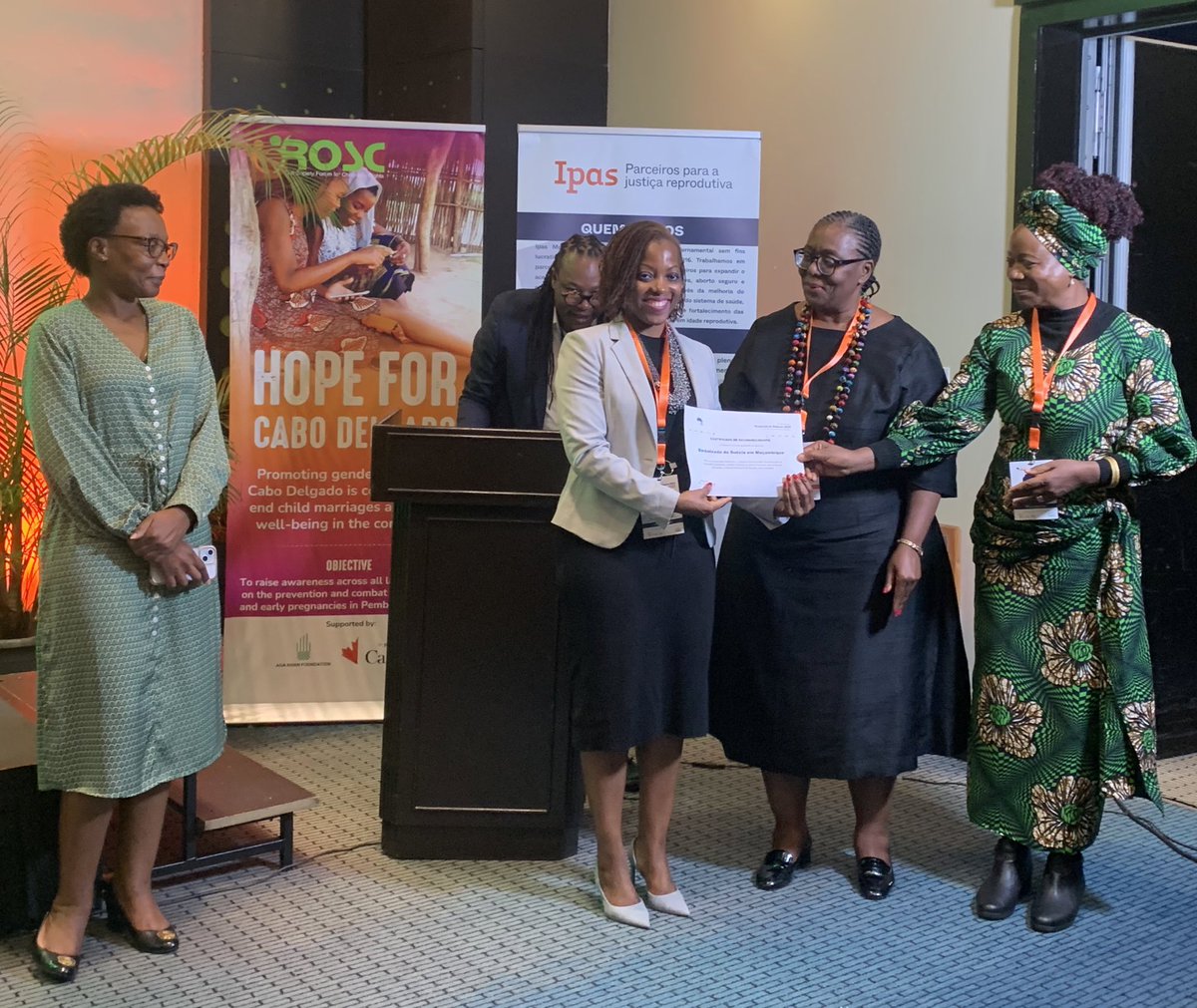 IpasMoz's tweet photo. Moment to recognition the personalities who have worked with dedication and transformative impact to promote freedom, citizenship, human rights and women's human rights, making the vision of the Maputo Protocol a reality.
@CanHCMozambique 
@SwedeninMZ 
@RoscCrianca https://t.co/oBZgRCwKAK