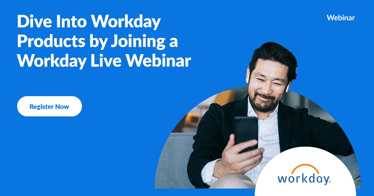 ctaranella's tweet photo. Curious about one of our products? Join a Workday Live for HR webinar. You'll get a closer look at Workday integrations as our experts guide you through a demo followed by an open forum for live Q&amp;A. #WDAYWebcasts #TeamWDAY https://t.co/ybenAgxGGU https://t.co/h79FKG4yNQ