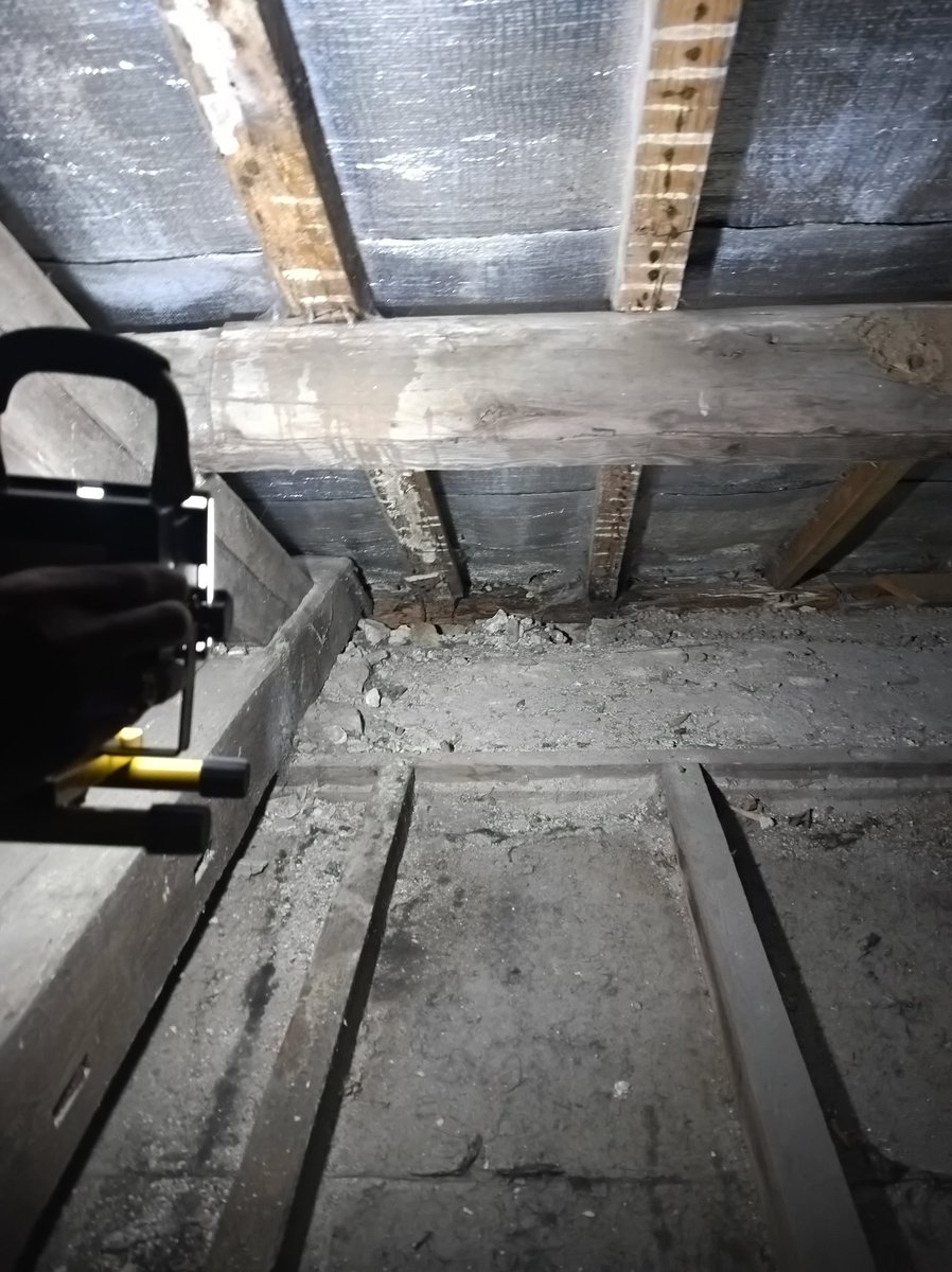 Clambering about in the roof void of an ancient abbey today. Lots of dust and a June 1964 copy of the Daily Mirror.