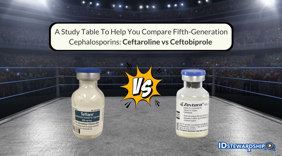 IDstewardship's tweet photo. 🔥 New! Here is a nice study table to help contrast our two intravenous anti-MRSA cephalosporins 🤔 

🤓 Anything you would add? 

👉 https://t.co/OwVALRxxaZ

#TwitteRx #IDxPosts #MedEd #PharmEd https://t.co/F08qndr4UK