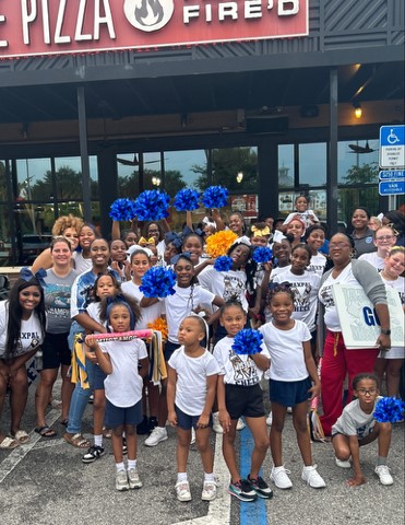 The JaxPAL Mustangs Cheer Team had a successful fundraiser on July 10th at Blaze Pizza in the Town Center. Between the hours of 5:00 pm and 8:00 pm, patrons came out to buy pizza. A portion of the proceeds went to the cheer program. The event raised more than $400 for cheer.