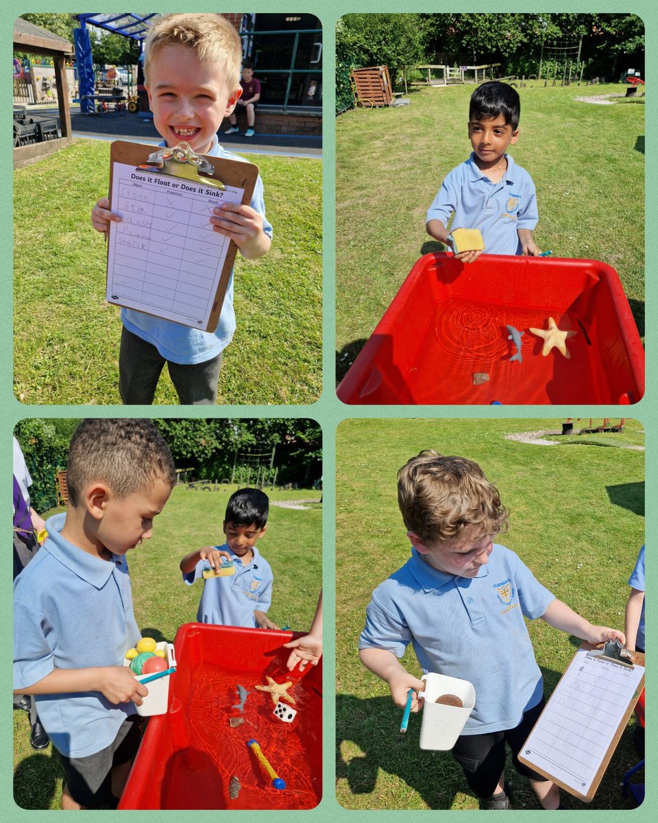 sciencesteddies's tweet image. The children in Science Club enjoyed choosing items from around the classroom and outside, then made predictions as to whether they would float or sink. They enjoyed testing the items to see if their predictions were correct #stedwardsscience @sciencesteddies