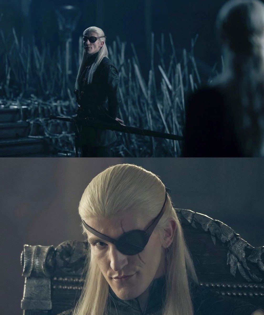 KingTargaryenn's tweet photo. Este hijo de fruta va camino de disputarse el podio de mejores villanos de la franquicia con Joffrey, Ramsey y Cersei. 

Guapo, violento, inteligente, elegante, carismático y ya nos ha traumatizado un par de veces. Si, lo tiene todo para triunfar.

#HouseOfTheDragon https://t.co/NCGJy4At96
