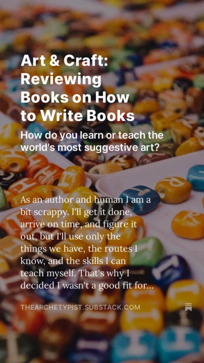 kunderscoremons's tweet image. I'm doing a new thing (though probably with great irregularity due to mom and WIP reasons)--if you're
interested, follow for my thoughts on craft:
thearchetypist.substack.com/p/art-and-craf…