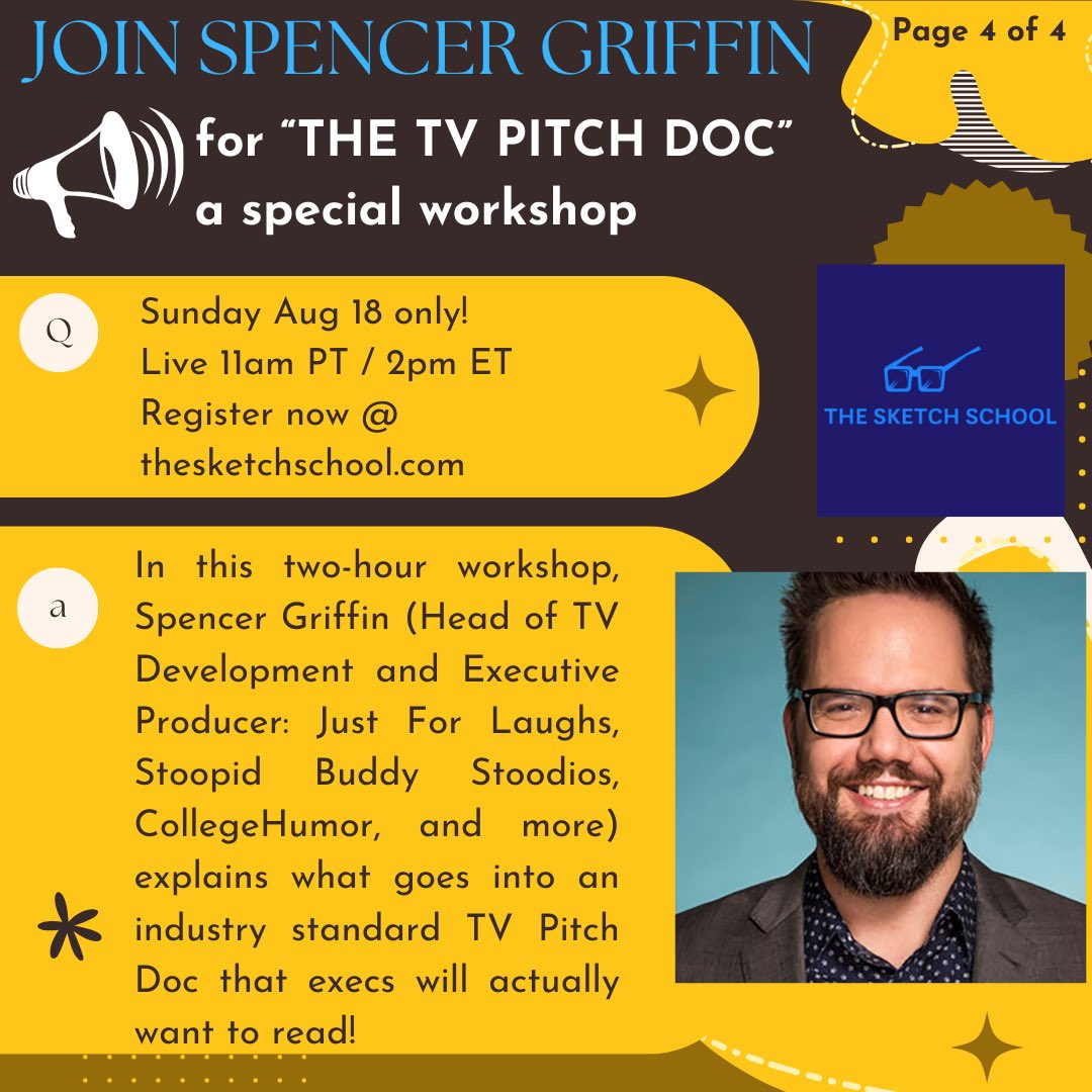 TheSketchSchool's tweet image. TV Pitch Doc Tips! thesketchschool.com/product/the-tv… #tvwriter #comedy #comedywriting #tvpilot #writercommunity