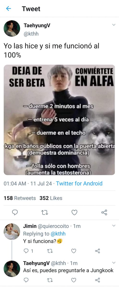 yoonyiss's tweet photo. cómo ser un alfa y no morir en el intento «km au

#miniau

Au donde JM decide seguir una lista para dejar de ser un beta y convertirse en un alfa o donde JM le pide a JK que le ayude a completar la regla número 5.

Regla número 5: f0lla solo con hombres(aumenta la testosterona) https://t.co/zH3CwLVWCo