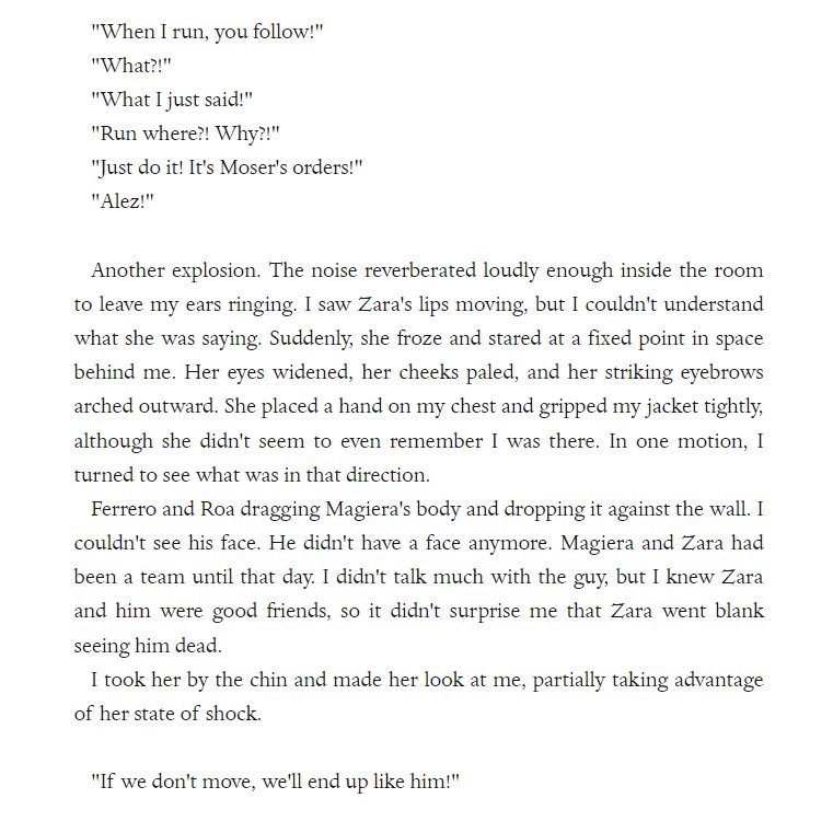 StillHazoDDD's tweet photo. “I'm no hero, I'm no martyr, and by no means I'm a victim. Those described on the next pages will only be good or bad depending on what the reader thinks of them. I, however...
Some time ago I was a soldier, and I killed following orders, then I was a survivor and I killed for food. Later I was a mercenary and I killed for a better life, and then I was a guardian and I killed for someone else. If any of those deaths meant something? I try not to think about it, and I don't answer that kind of questions while sober.
Sometimes I feel like I can't find meaning in life, and that I keep pushing for a sole objective: to find, in this ruin of a world full of dead cities, peace for the last valuable thing I have: Angelique.”

Black.Smoking.Angel is a journal authored by a man named Alez Braviel, where he recounts approximately a decade of his own experiences. On one side, he describes in sequential order his involvement in the most devastating war ever witnessed in the old continent. Conversely, in a non-linear fashion, he shares various scattered anecdotes he lived while wandering through the remnants of civilization with his sole companion: a mysterious girl without a past, named Angelique.