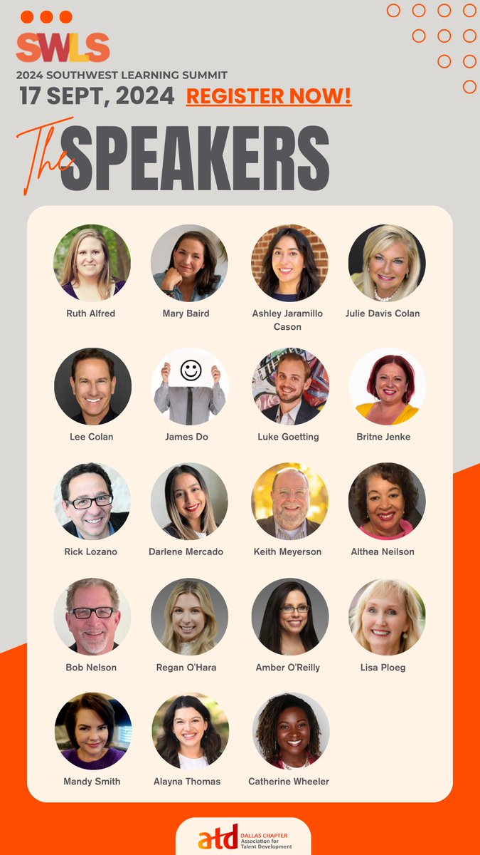 ATDDallas's tweet photo. 🎉 Oh my stars, have you heard? The 2024 Southwest Learning Summit is coming up on September 17, and the lineup is off the charts! 🚀🌟 https://t.co/lfw9Dk9T8X

Get ready for amazing speakers, engaging topics, and so much more. Don’t miss out—major FOMO alert! 🚨 https://t.co/UIOAHGmwsn