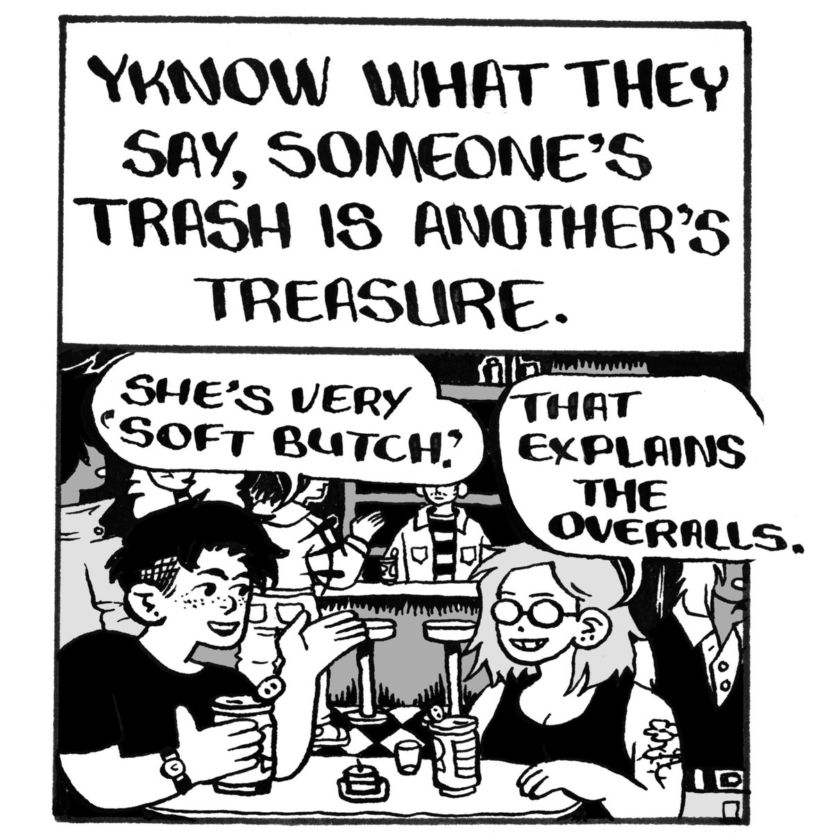 silversprocket_'s tweet photo. 🧵 Want a sneak preview of PeePee PooPoo #1 by Caroline Cash (@cash__browns)? Enjoy this tribute to Allison Bechdel, Femme and Butch:
(1/3) https://t.co/T7aU0NsfnP