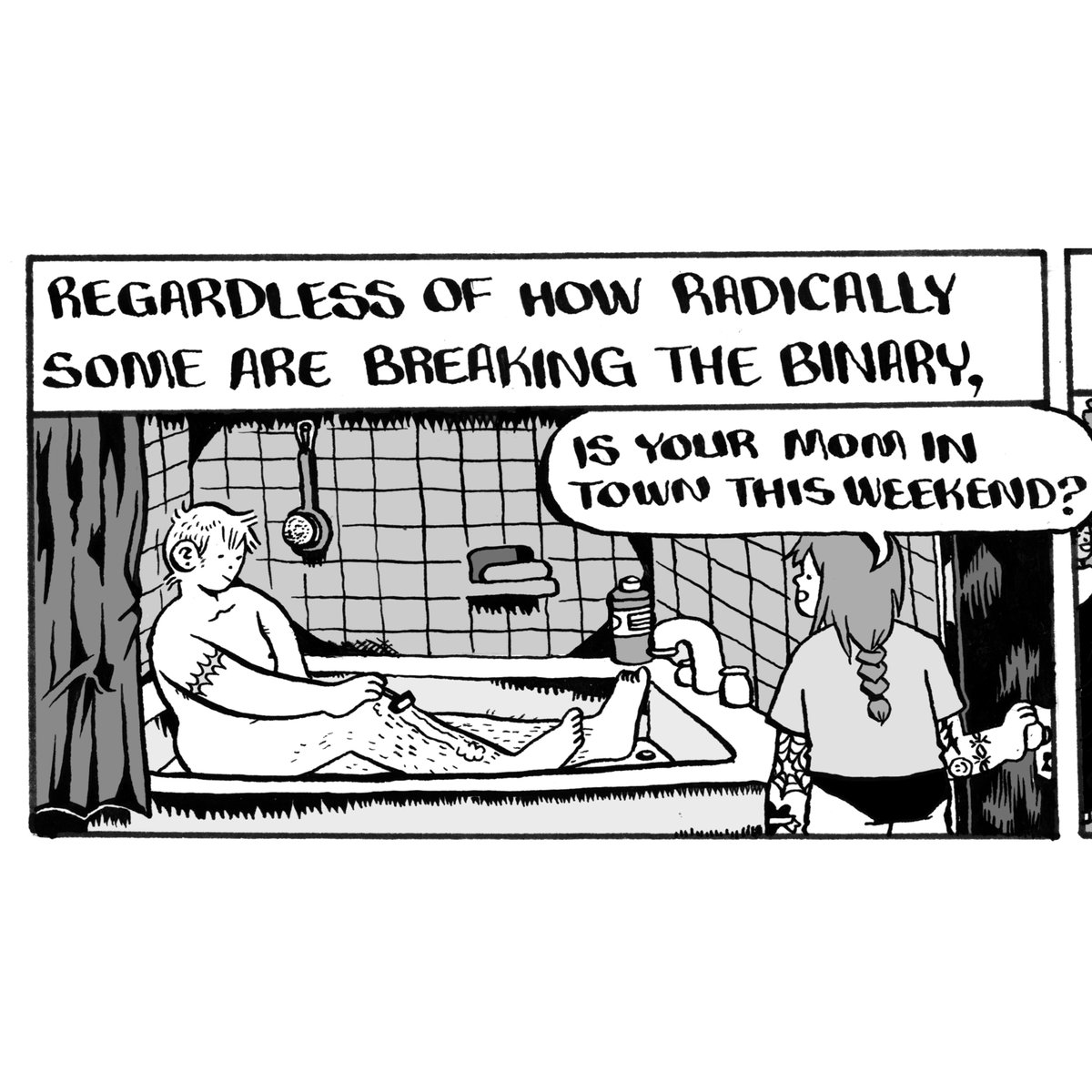 silversprocket_'s tweet photo. 🧵 Want a sneak preview of PeePee PooPoo #1 by Caroline Cash (@cash__browns)? Enjoy this tribute to Allison Bechdel, Femme and Butch:
(1/3) https://t.co/T7aU0NsfnP