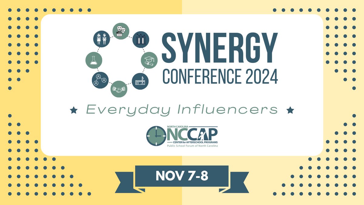 #NCED The deadline to submit a keynote, plenary session, or workshop proposal for <a href="/ncafterschool/">NC Center for Afterschool Programs</a>'s Synergy Conference for out-of-school time professionals is extended to July 14 📣  Synergy 2024 will be held on Nov 7-8, 2024 in Chapel Hill. 

Learn more: docs.google.com/forms/d/e/1FAI…