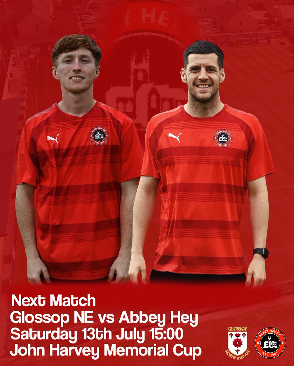 NEXT MATCH…

The Abbey travel to Derbyshire on Saturday as we face Glossop North End in our annual fixture The John Harvey Trophy. 

After a fantastic start to pre season come and join Simon and the lads as they look to bring silverware back to Manchester