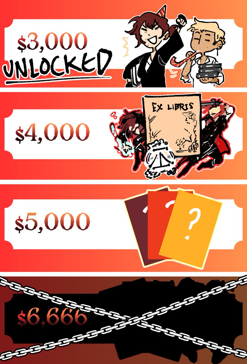 less than $200 away from our first stretch goal of 4k, i'm happy to unveil the next one: a set of three 4x6 miniprints of characters from The Vow, also included in all physical orders! these will be SFW, but, as for the next milestone...perhaps...? kickstarter.com/projects/feral…