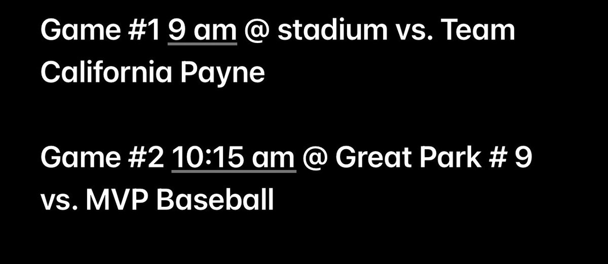 LTLindsay2025's tweet photo. Here is my schedule for the CCYB games. I am playing for @5starmafiawest https://t.co/FvJ8j4sWsi