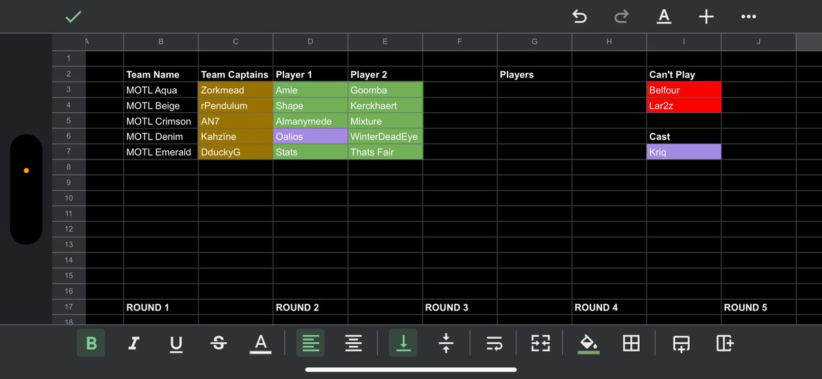 MOTL 3v3 Tournament is going to wild here are the teams!!!
Aqua - <a href="/zorkmeadAPEX/">zork</a> <a href="/amieable_/">Amie</a> <a href="/CoachGoomba/">Goomba on a Roomba</a>
Beige - <a href="/BFire323/">MOTL | rPendulum</a> 
Crimson - <a href="/an74rkt1c/">AN74RCT1C</a> <a href="/MRetirada0_0/">pendeja🏳️‍⚧️</a> <a href="/MuchMixture9/">Mixture 🤍</a>
Denim - @KendallMpala <a href="/oaliosFPS/">MOTL | oalios</a> 
Emerald - <a href="/donaldd_c/">MOTL|DMG DDuckyG</a> <a href="/SignalSlayer/">Stats</a> <a href="/FairestOne617/">The Fairest One</a> 
Cast - <a href="/Kriq_01/">RN KRIQ</a>