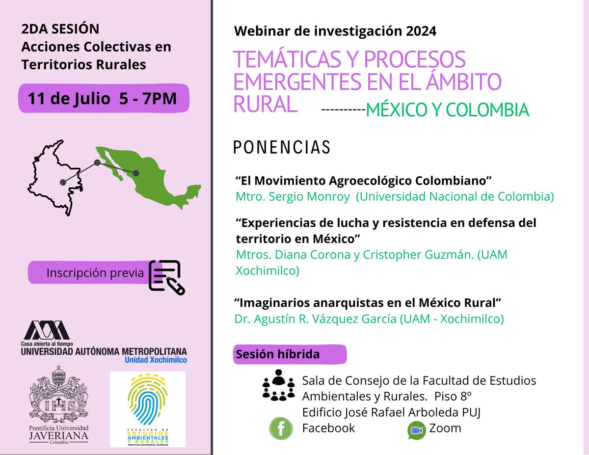casuescunb's tweet photo. Sucediendo agora: Segunda sesión del seminario de investigación binacional México-Colombia "Temáticas y procesos emergentes en el ámbito rural". Síguenos en: https://t.co/nxPIGaLHPj @earJaveriana https://t.co/VSmkJvS1x3