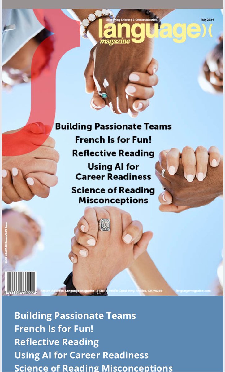MargaMarshall's tweet image. The new #LanguageMagazine edition is off the press with a fab article for Dual Language Programs Admins. No te pierdas los “consejitos” y recursos para liderar programas bilingües en tu distrito. You might know the authors 😉 #superexcited #BuildingPassionateTeams #BeBilingüe