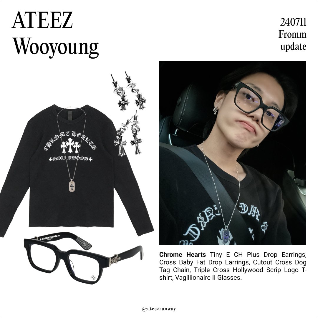ateezrunway's tweet photo. 240711 @ATEEZofficial Wooyoung (@.wooyounggg__) Fromm update

#WOOYOUNG wears CHROME HEARTS.

#ATEEZ #에이티즈 #WOOYOUNG #우영 #JungWooyoung #WooyoungFashion #WooyoungStyle #WooyoungCloset #WooyoungOutfit #ATEEZFashion #ATEEZStyle #chromehearts https://t.co/XEZ6zjrj5p