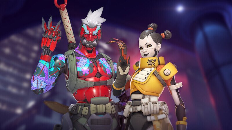 Genkirifan's tweet photo. #Swiftblade reference 🐉🦊(Hinotori Kiriko and cyberdemon Genji looks so cute together) https://t.co/O4O4UhJAEu
