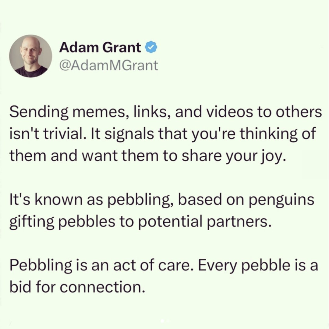 ruokanyday's tweet photo. Sending memes and videos is a great way to show someone you're thinking of them.

It can start a conversation and create an opportunity to check in by asking R U OK?

👏 @AdamMGrant https://t.co/PNJkYj5HsW