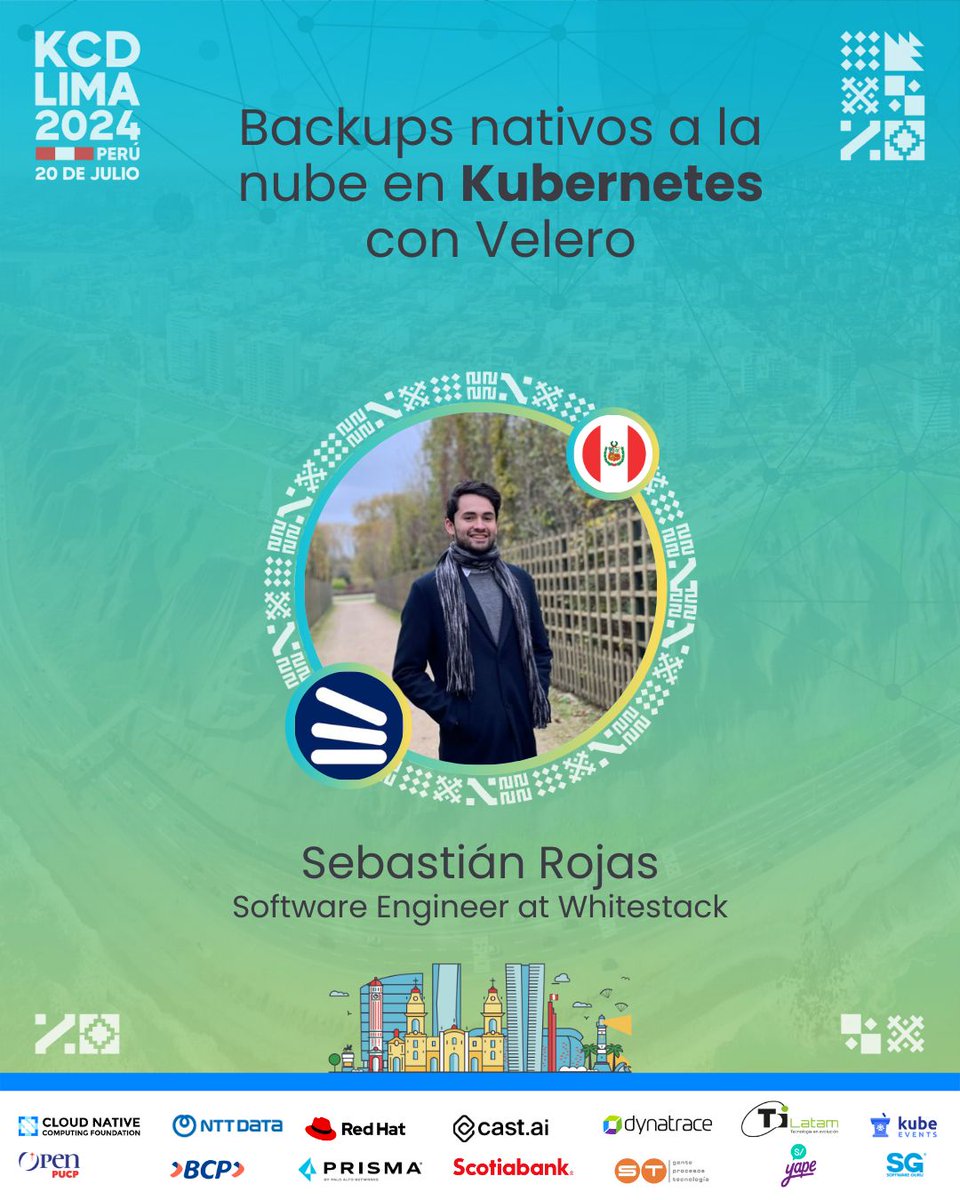 KCDLimaPeru's tweet image. ¡Desde Perú 🇵🇪 🤗 , nos enorgullece presentar a Sebastian R. de Whitestack! No te pierdas su emocionante lightning talk: “Backups nativos a la nube en Kubernetes con Velero” 💪

¡Únete a nosotros y descubre más sobre esta innovadora solución! 🤗 

#KCDLima #Kubernetes #WHITESTACK