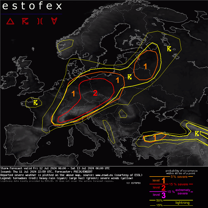 A large area may experience severe storms tomorrow across Europe. It's a pretty complex setup as well, so make sure you read the text about the uncertainties and different scenarios at estofex.org