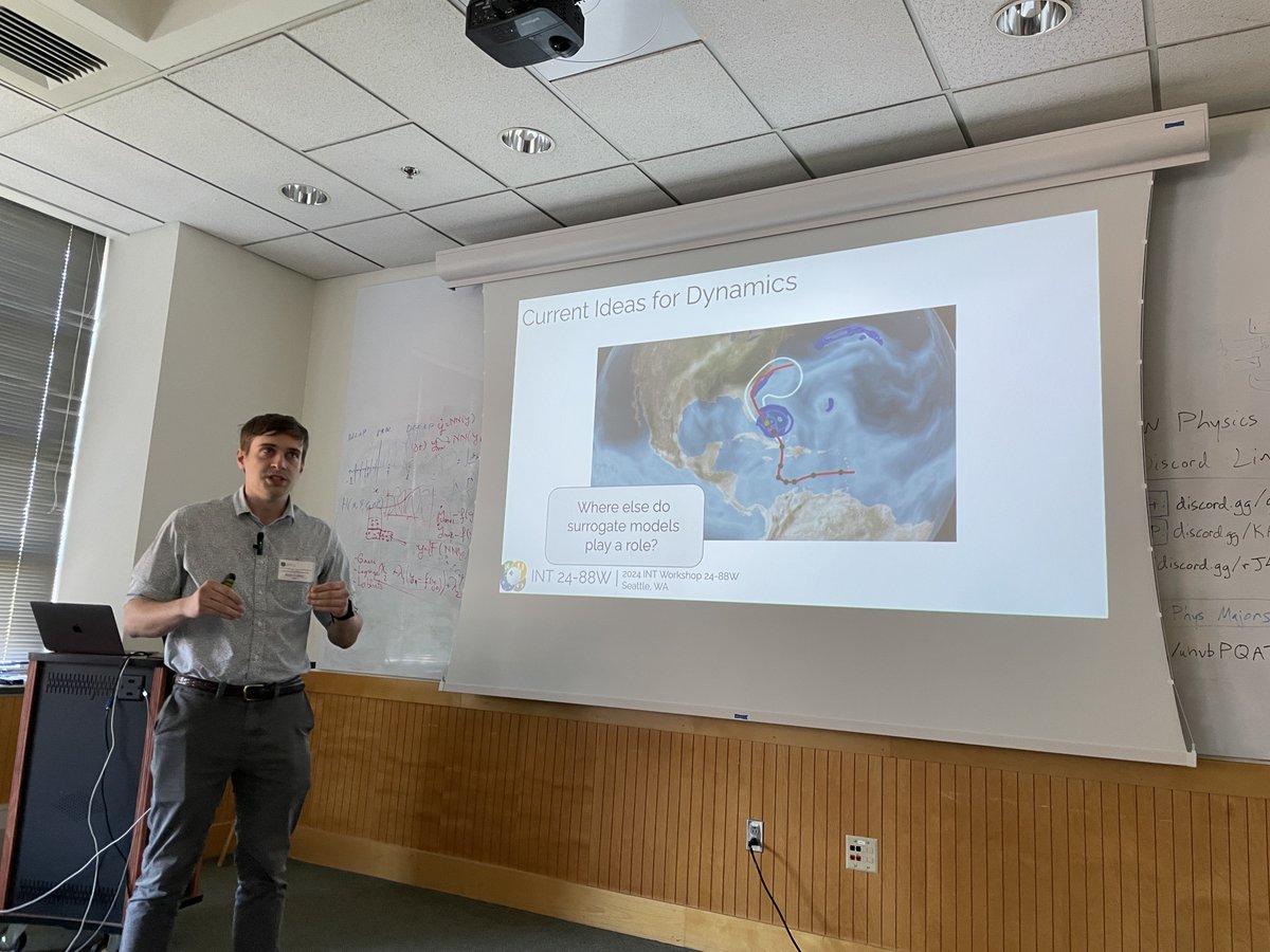 rothkopfAK's tweet photo. Time dependent quantum dynamics is at the heart of understanding fusion &amp; fission reactions. Emulators are central to make this physics accessible. @kylegodbey (@FRIBLab) in his talk at the @UW #INT workshop presents deployable emulators from his Bayesian Mass Explorer project. https://t.co/1o2f17KcXM