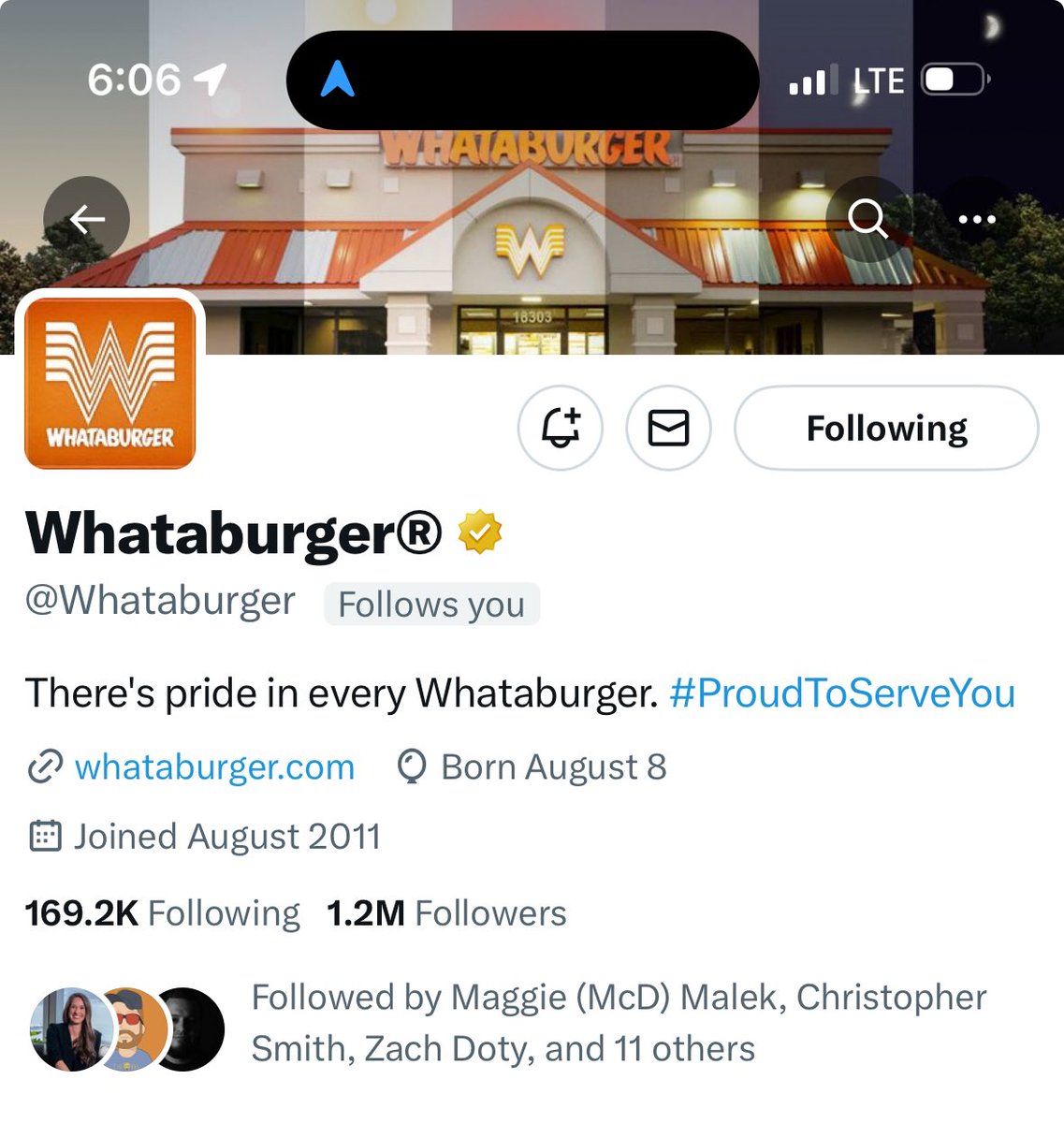 I’m going to be honest here, <a href="/Whataburger/">Whataburger®</a> following me gives me “all the feels”. <a href="/astros/">Houston Astros</a> you up next?