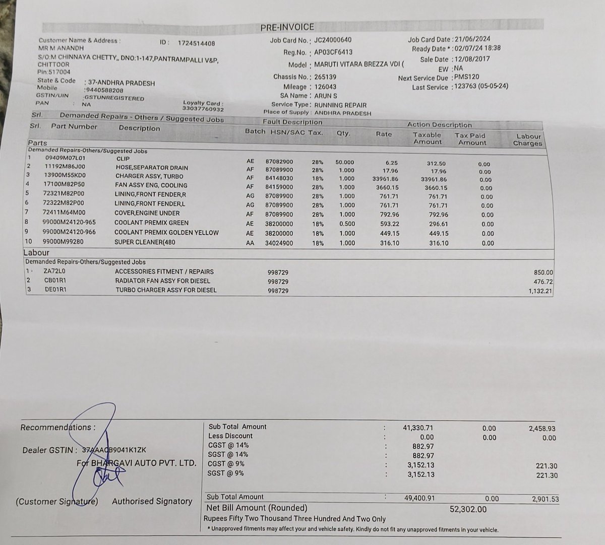 Dinu7604's tweet photo. @Maruti_Corp I paid ₹20k for service a month ago, but my car had major issues soon after. The service center took 15+ days, charged ₹52k more, and the problem persists. Spent ₹75k in 2 months! Need a refund. Please help! #CustomerService #MarutiSuzuki

@MSArenaOfficial https://t.co/HLEAOr7Ptb