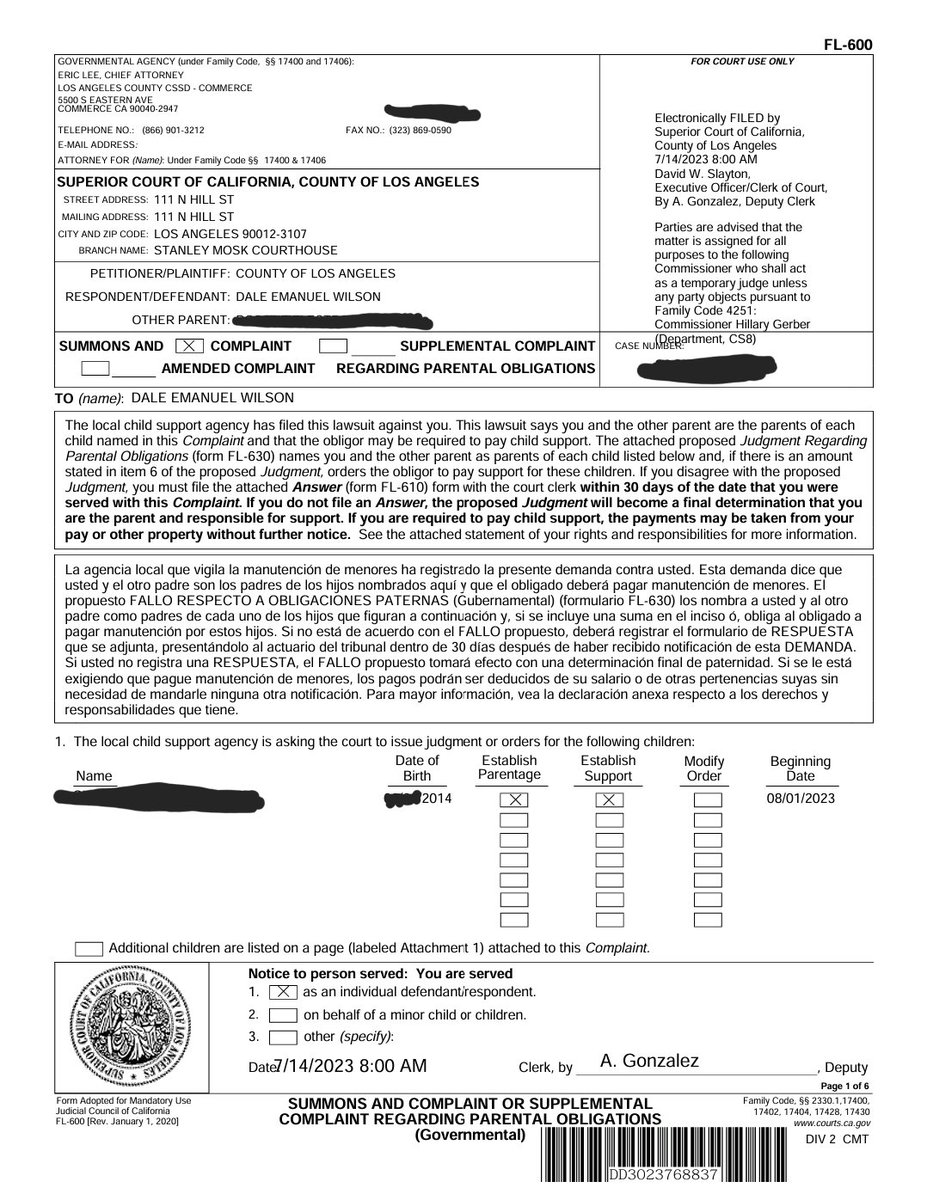 NoTwitchThots's tweet photo. For additional clarity, Dale signed a Voluntary Declaration of Parentage on file with LA County. (See Item 2(b)). It requires witness signatures or a notary. He already acknowledged the girl as his daughter. https://t.co/nkQwq4RXS7