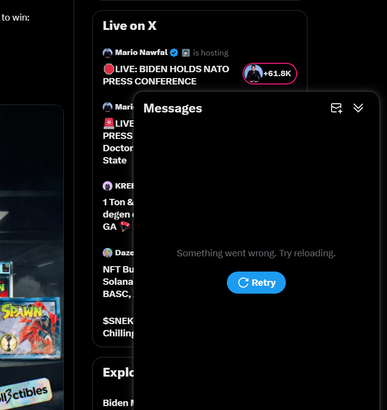 WTF is going on here?? anyone having the same issue on Brave ? <a href="/XSpaces/">Spaces</a> <a href="/elonmusk/">Elon Musk</a>