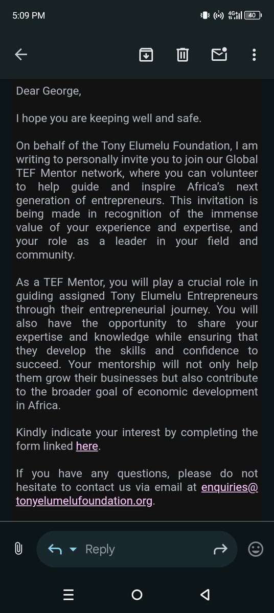 Honoured to be selected to support fellow young entrepreneurs globally through the  <a href="/TonyElumeluFDN/">The Tony Elumelu Foundation</a> thanks to the enabling environment  from the leadership of  #Father #son and #theholyspirit.
 <a href="/KagutaMuseveni/">Yoweri K Museveni</a> <a href="/mkainerugaba/">Muhoozi Kainerugaba</a> and <a href="/KagutaNzeire/">𝐍𝐳𝐚𝐢𝐫𝐞 𝐒𝐞𝐝𝐫𝐚𝐜𝐤 𝐊𝐚𝐠𝐮𝐭𝐚</a>