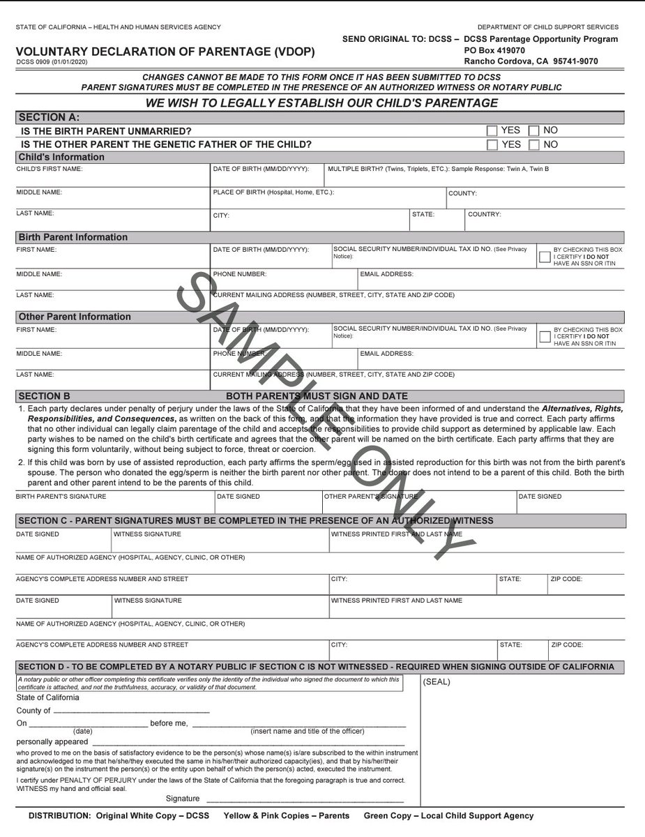 NoTwitchThots's tweet photo. For additional clarity, Dale signed a Voluntary Declaration of Parentage on file with LA County. (See Item 2(b)). It requires witness signatures or a notary. He already acknowledged the girl as his daughter. https://t.co/nkQwq4RXS7