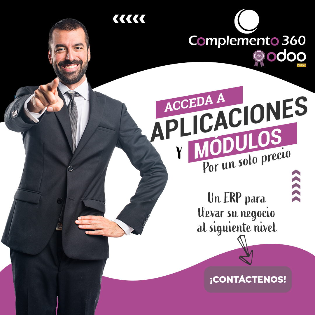 complemento360's tweet image. ¿Está en búsqueda de un ERP que impulse el crecimiento de su empresa con una inversión justa? 
¡ @Odoo es la respuesta! Con #Odoo solo paga por lo que realmente necesita. Contáctenos y descubra cómo Odoo puede transformar su empresa complemento360.com 🌐📞