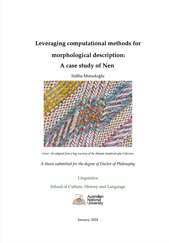 Professor Hanna Suominen (@hajasu) on Twitter photo The big day of celebrations is here; allow me introduce the 1st out of 5 today: Dr Saliha Muradoğlu (2024): Leveraging computational methods for morphological description: a case study of Nen. openresearch-repository.anu.edu.au/items/898ced65… <a href="/ANUComputing/">ANU School of Computing</a> @anucecc The big day of celebrations is here; allow me introduce the 1st out of 5 today: Dr Saliha Muradoğlu (2024): Leveraging computational methods for morphological description: a case study of Nen. openresearch-repository.anu.edu.au/items/898ced65… <a href="/ANUComputing/">ANU School of Computing</a> @anucecc