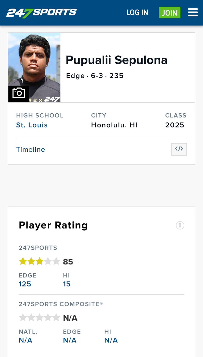 PupualiiS's tweet image. Blessed to be a 3⭐️ and #125 edge in the country in football! All Glory to God! The hard work is paying off! Thank you to @BrandonHuffman @GregBiggins for the write up. Now I’ll be focusing on this upcoming szn #IAJ #llae